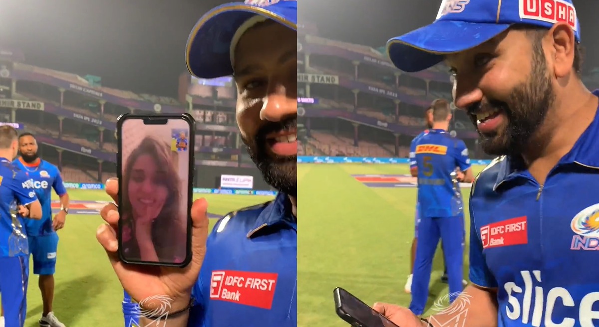 IPL 2023: Adorable! Mumbai Indians skipper Rohit Sharma face time wife Ritika Sajdeh after win against Delhi Capitals, WATCH here