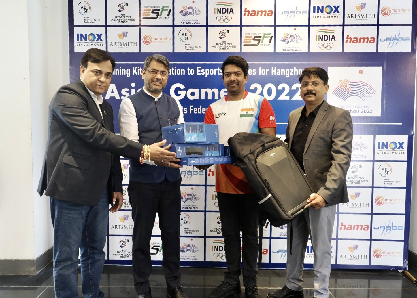 ESFI meets with IOA to present India’s Esports Contingent with Training Kits for 19th Asian Games