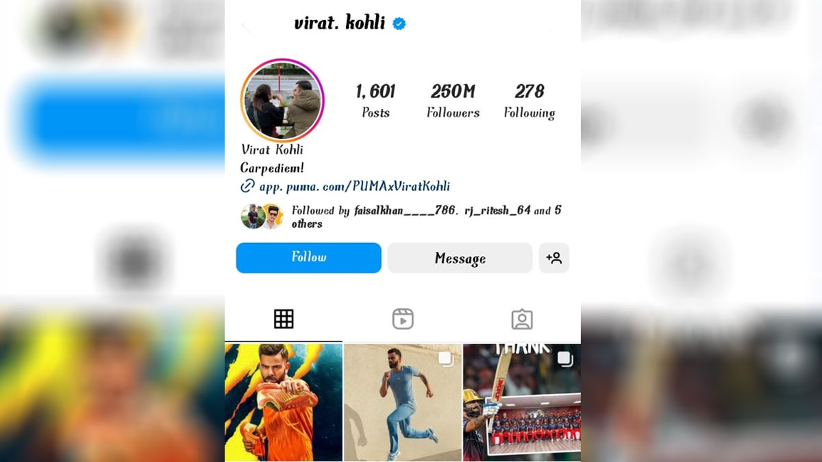 विराट कोहली के Instagram Followers हुए 250 मिलियन- Virat Kohli's Instagram followers reach 250 million