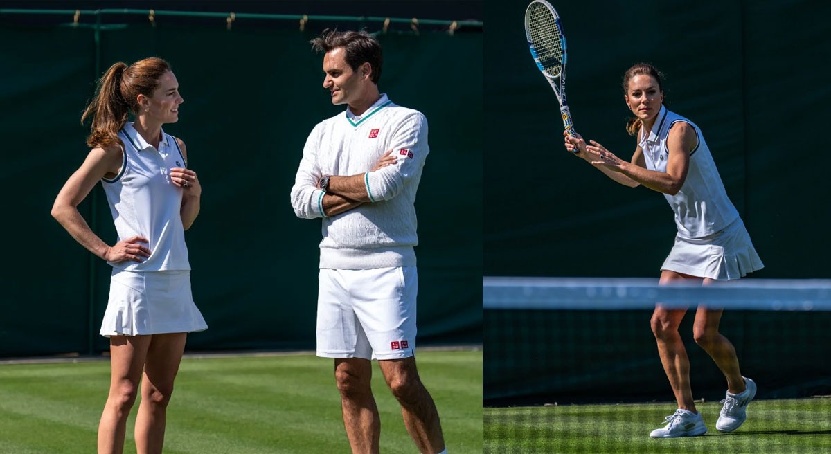 Roger Federer và Công nương xứ Wales gặp nhau tại Wimbledon, tham gia khóa huấn luyện bóng Wimbledon dành cho trẻ em và cũng đánh đôi.