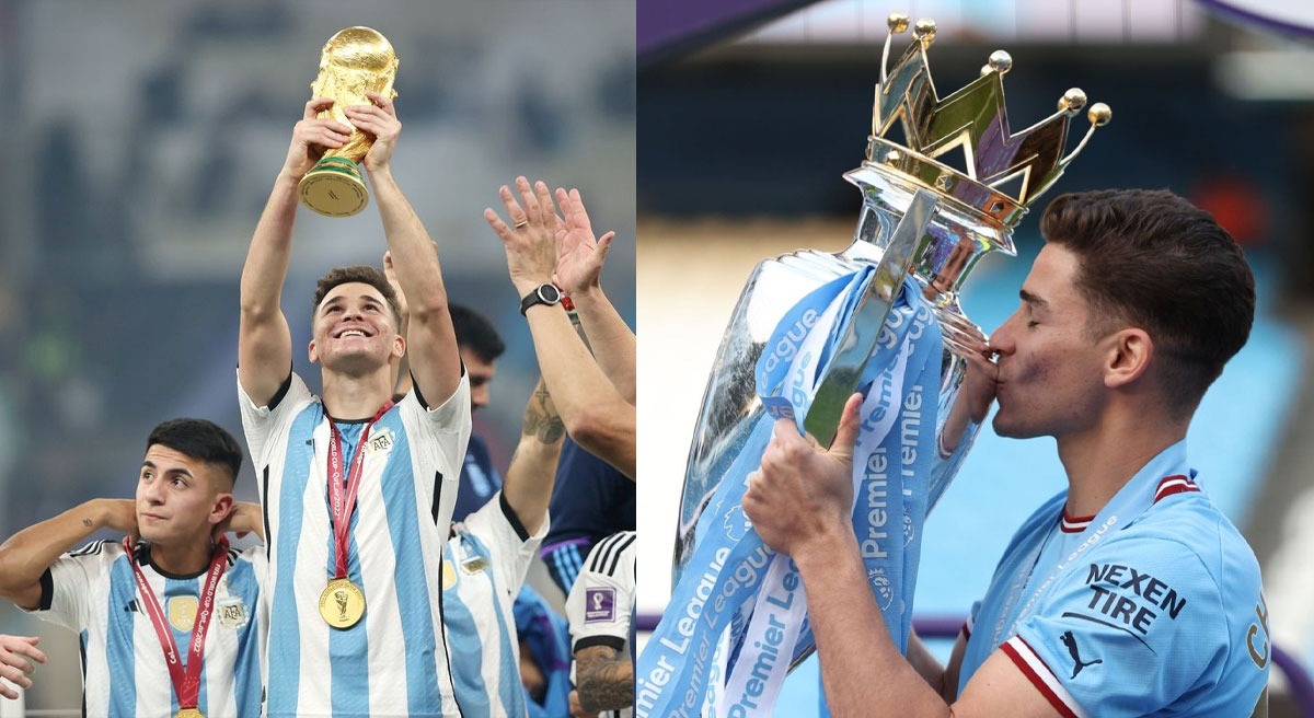 Cầu thủ vô địch World Cup và UCL trong cùng một mùa Alvarez của Man City trở thành cầu thủ thứ 10 lập được kỳ tích Julian Alvarez vô địch World Cup cùng Argentina và UCL cùng Man City