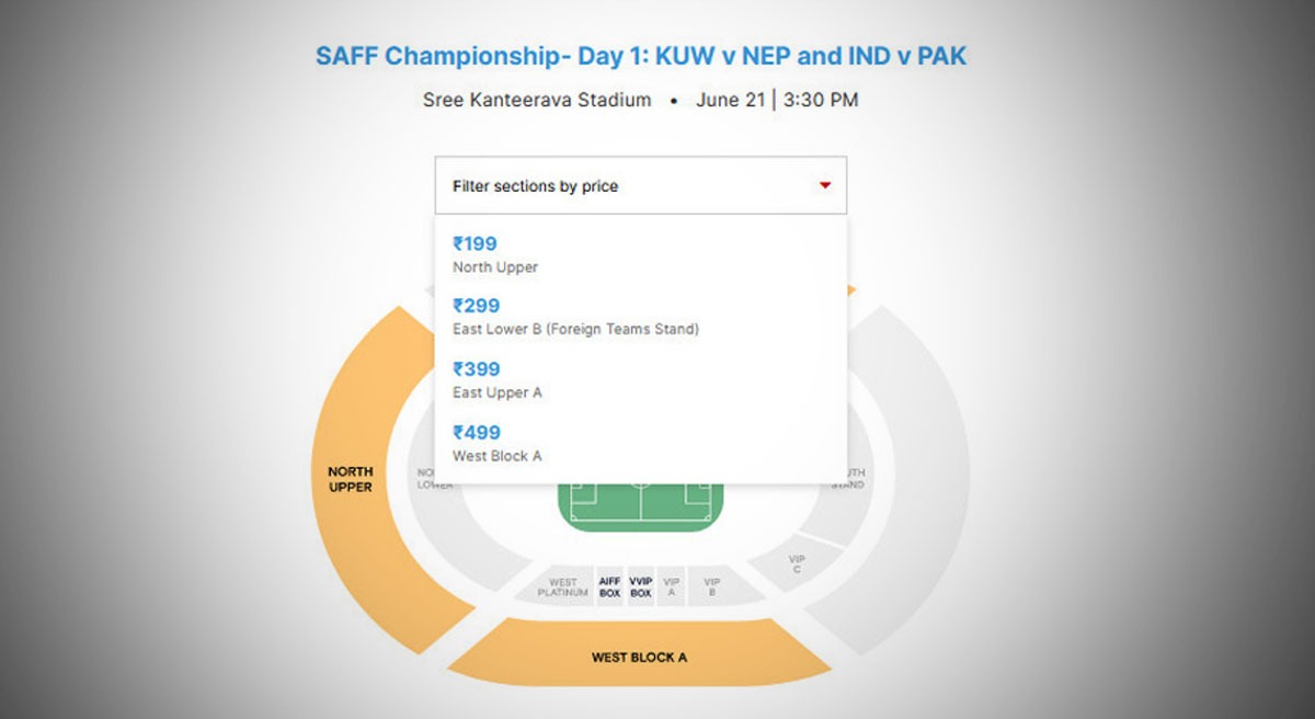 Vé Ấn Độ vs Pakistan cho Giải đấu SAFF 2023 hiện có trên Paytm Insider.  Đội tuyển bóng đá Ấn Độ thi đấu tại SAFF 2023 từ ngày 21 tháng 6 đến ngày 4 tháng 7
