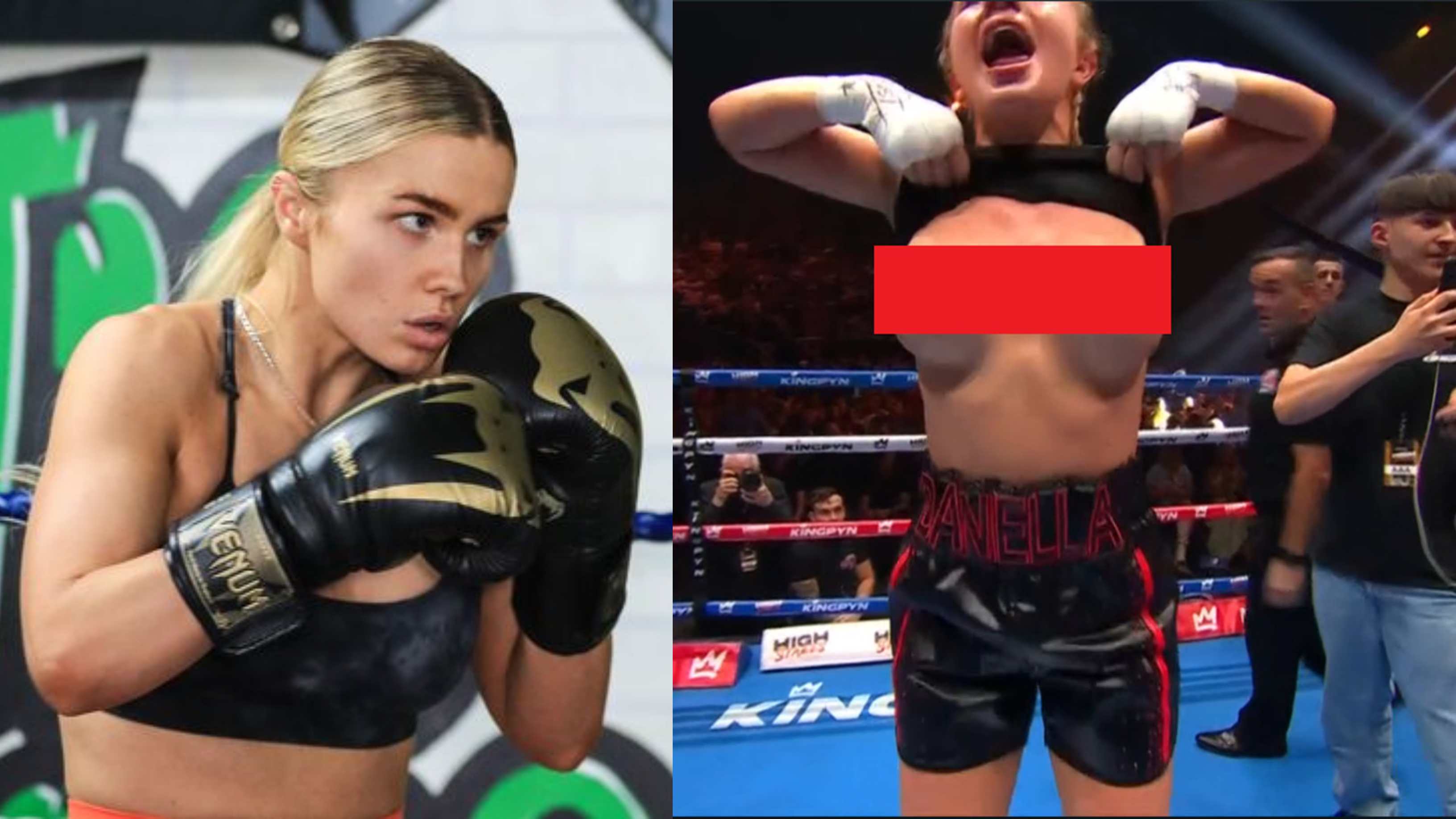 20 vs 1 Girl KingPyn Boxing Fans React To Only Fans Model Daniella Hemsley For Lifting Her Top In Celebration