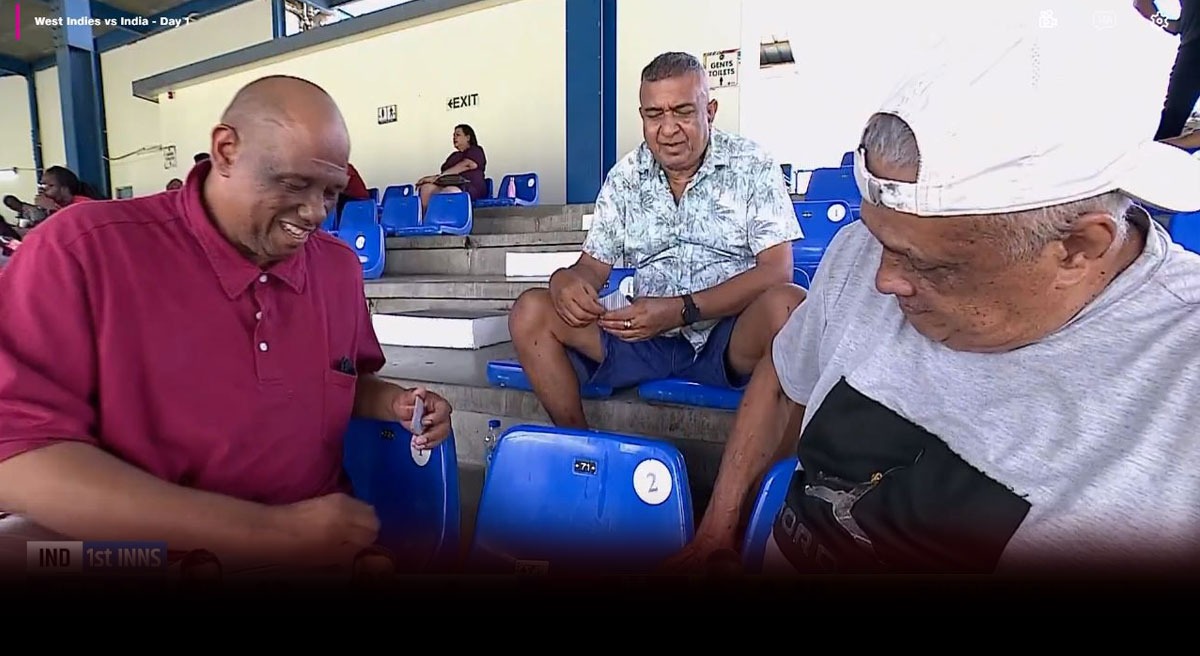 The 3 spectators were enjoying the game of cards inside the stadium and were not bothered to watch IND vs WI 2nd Test.