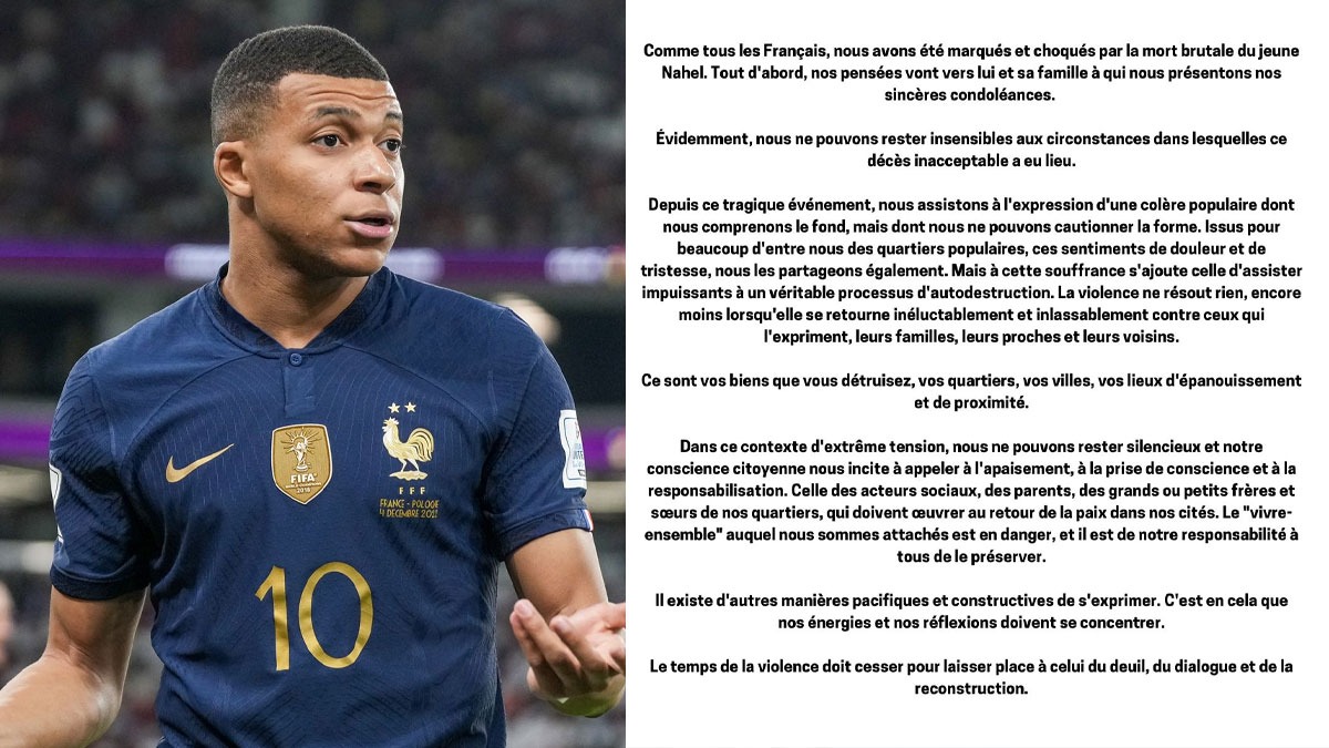 PSG Star Kylian Mbappe urges end to violent riots in France follwing the death of teenager Nahel M in a alleged police shooting