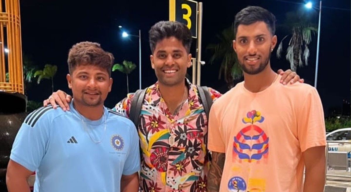 WATCH Sarfaraz Khan & Tilak Varma see off SKY at airport for IND vs WI series