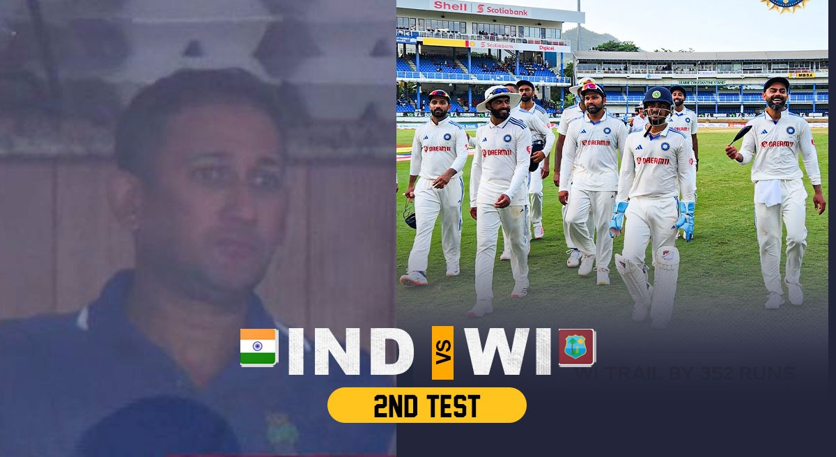 BCCI chief selector Ajit Agarkar visits India's dressing room during IND vs WI 2nd Test