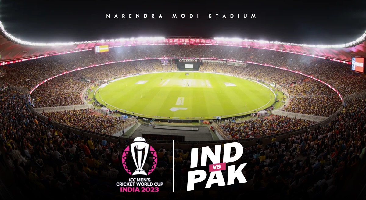 Narendra Modi Stadium in Ahmedabad will play host to IND vs PAK match. It is the World's largest stadium with seating capacity of over 1 lakh